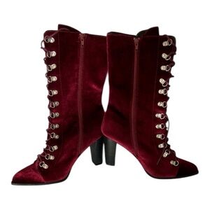Penny Loves Kenny Wine Velvet Side Zipper with Corset Type Lace Up Front Size 10